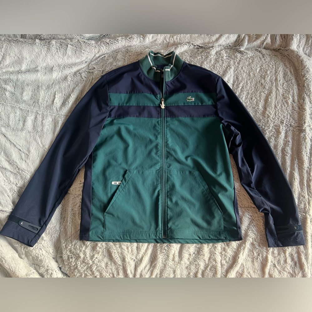 Lacoste Men’s Sport Two Tone Golf Full Zip Navy & Green XL